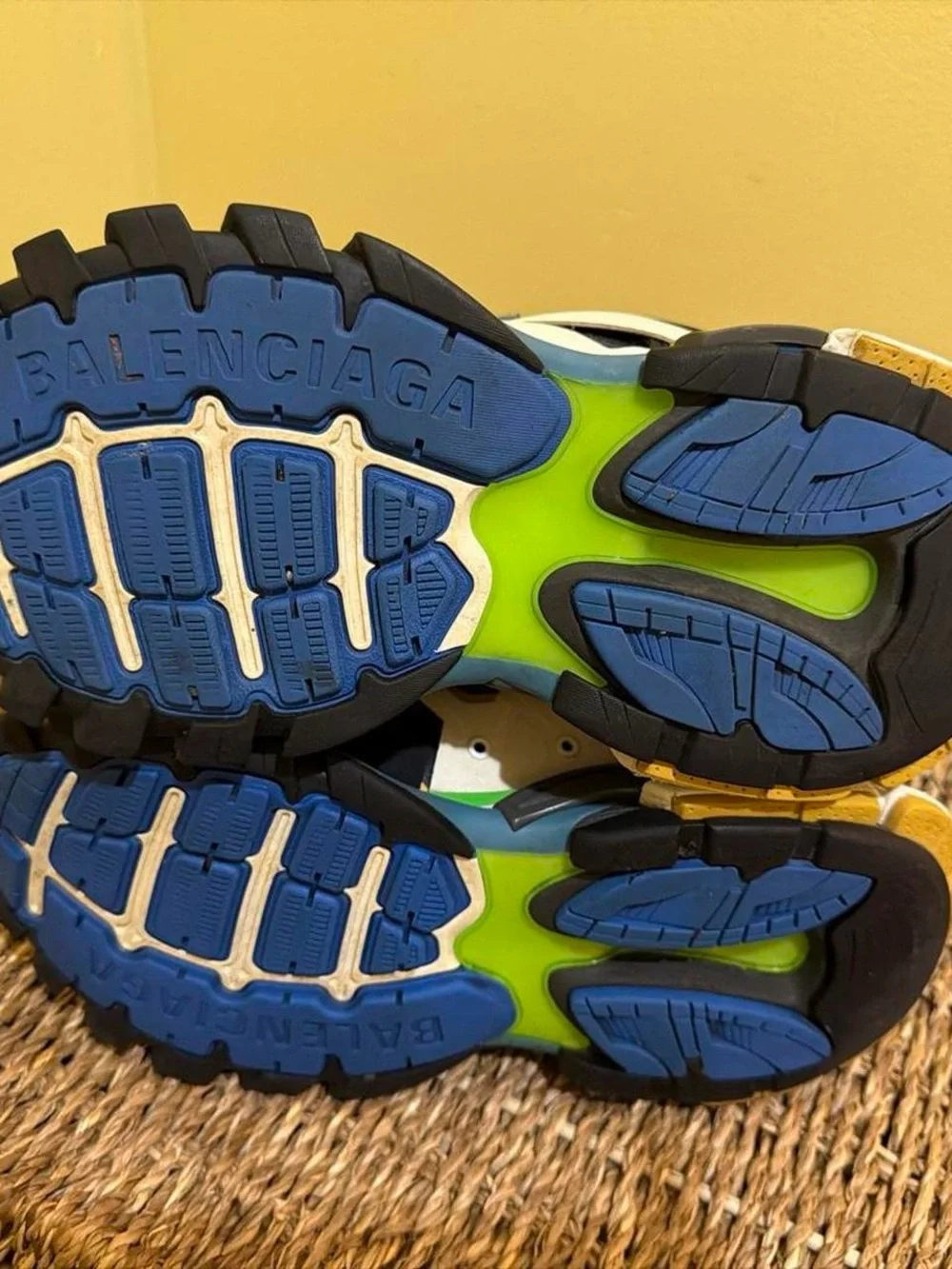 Balenciaga Men's Blue, Neon Green & Black Track Sneakers